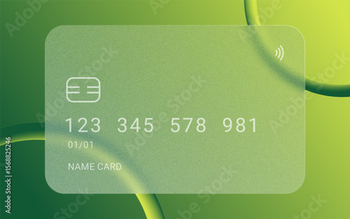 Green glass morphism design. Mockup for debit card, credit card, payment card in EPS 10 format. Vector illustrator