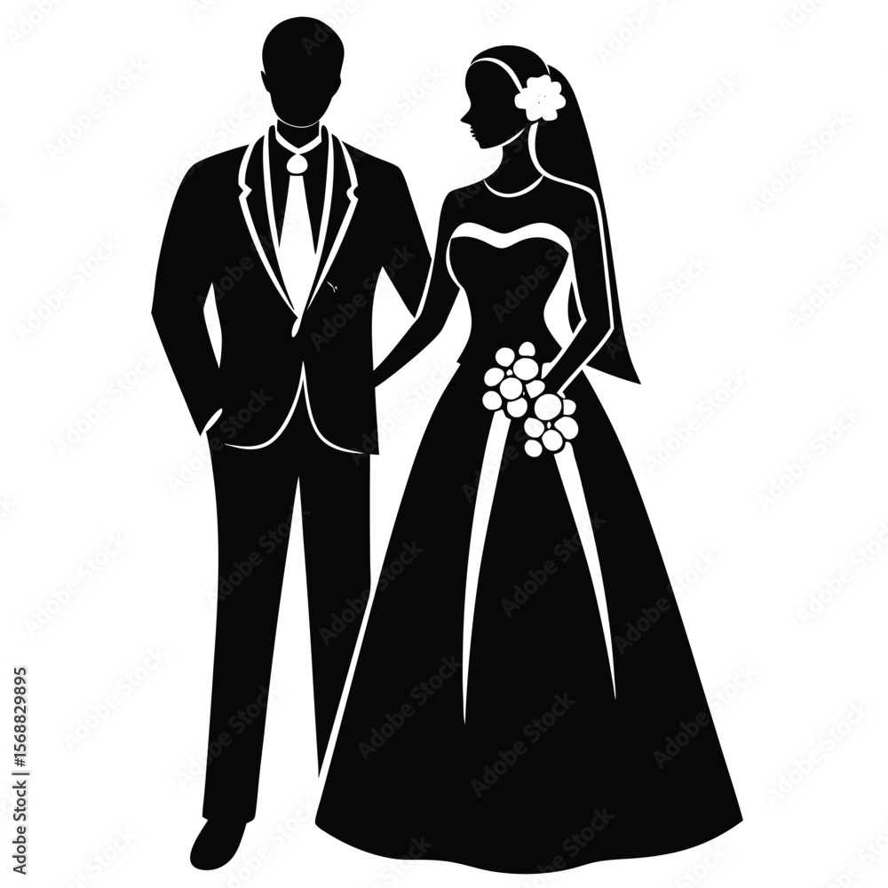 custom made wallpaper toronto digitalElegant silhouette of a bride and groom holding hands with a bouquet