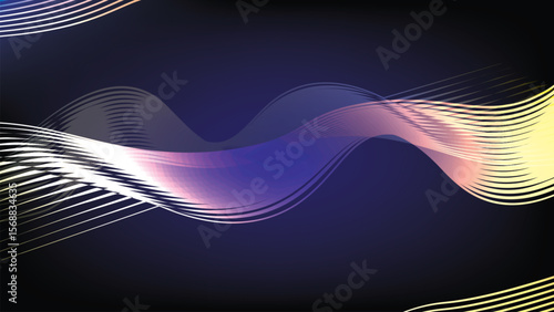 Luxury abstract background with golden lines on dark black background in modern style. 3D style. Vector illustration about modern deluxe template design.