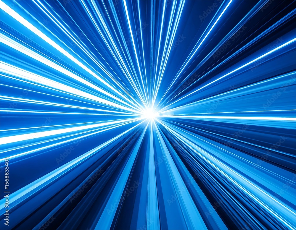 Fototapeta premium Blue radial speed lines