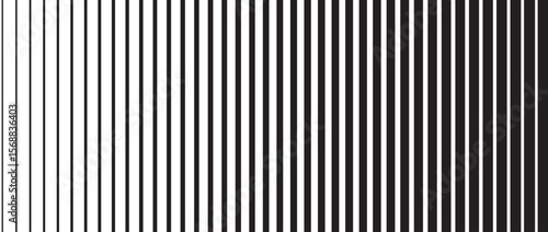 Striped halftone gradation texture. Fading vertical line gradient background. Repeating pattern backdrop. Black halftone parallel lines backdrop for overlay, print, cover, graphic design. modern