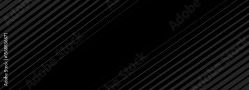 Black oblique straight line background. Masculine dark linear abstract wallpaper. Elegant luxury striped gradient texture. Grey diagonal lines backdrop for flyer, banner, poster, presentation. Vector
