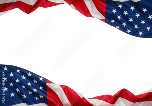 American flag border isolated on transparent background