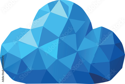 Geometric Blue Cloud Icon – Modern Vector Symbol for Cloud Computing, Data Storage, and Digital Technology