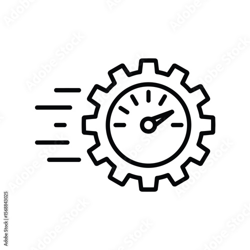 Speedometer inside gear icon representing performance efficiency and optimization