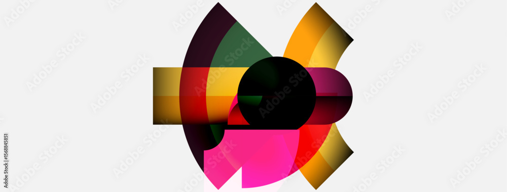 Abstract colorful design features overlapping circular shapes, vibrant hues, black center. Modern graphic element, visually striking composition. Abstract colorful design features overlapping circular shapes, vibrant hues, black center. Modern graphic element, visually striking composition.