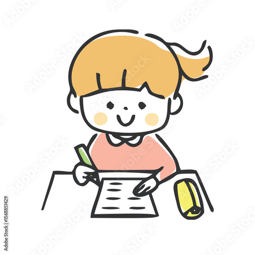 勉強をする女の子