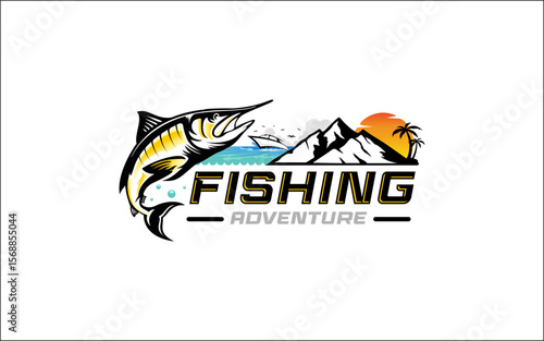 Illustration vector graphic of a fishing logo design template