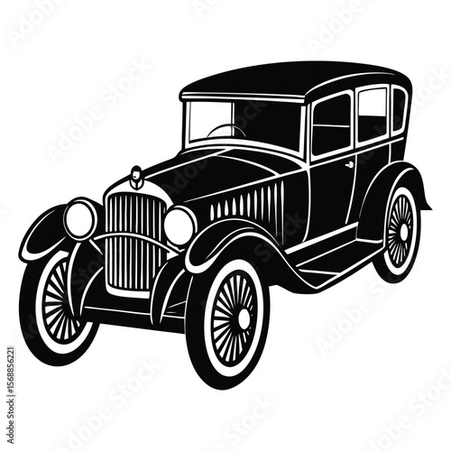 Classic old vintage car automobile silhouette artwork design	