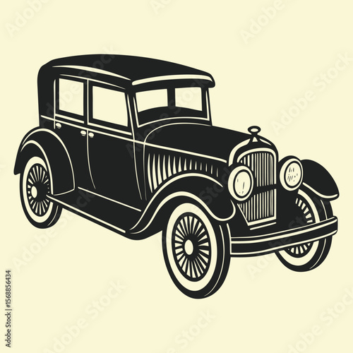 Classic old vintage car automobile silhouette artwork design	
