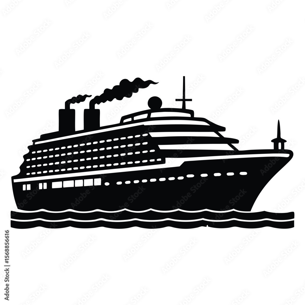 Obraz premium Majestic Cruise Ship Silhouette at Sea A Symbol of Luxury and Adventure on the Open Water