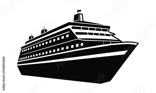 Elegant Cruise Ship Silhouette A Voyage on the Open Sea Maritime Adventure and Vacation Vessel