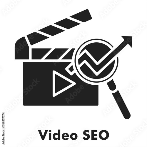 Video Seo Icon - Glyph Style