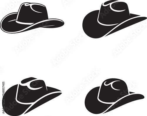 Set of Cowboy Hat silhouette vector illustration isolated On Transparent Background
