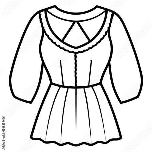 Elegant Blouse Line Art Vector