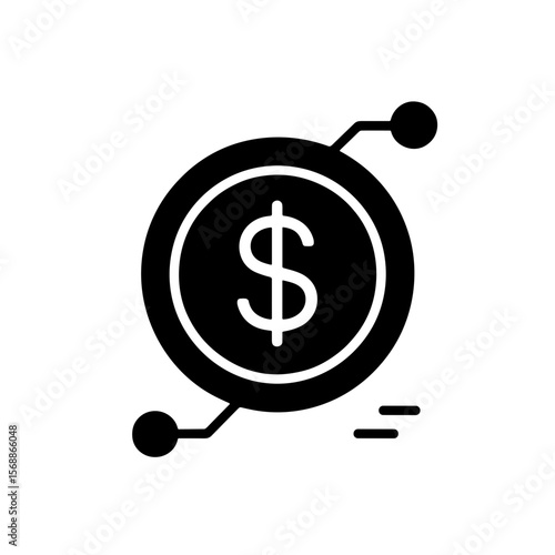 Filled dollar coin icon representing digital money and virtual currency