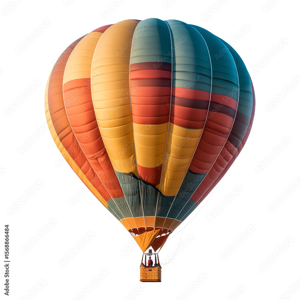 Fototapeta premium Colorful Hot Air Balloon Isolated on Transparent Background