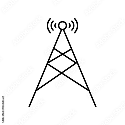 signal tower icon or logo isolated sign, vector flat black linear illustration for web and app..eps