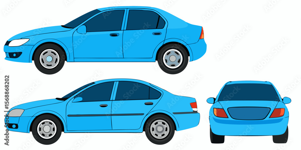 Naklejka premium Blue SUV auto vector illustration, isolated small luxury toy model design