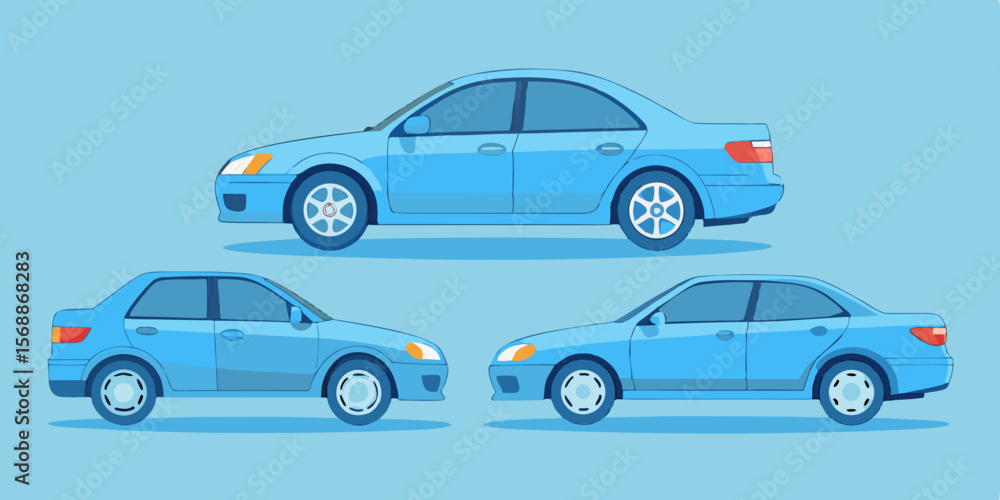 Naklejka premium New model blue luxury sport sedan automobile on a white background