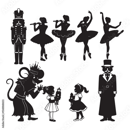 Nutcracker soldier ballerinas mouse king gentleman children holding toys ballet dancer