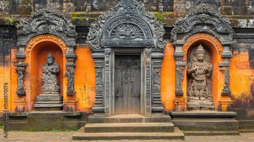 Ornate Wooden Door with Intricate Carvings and Stunning Craftsmanship