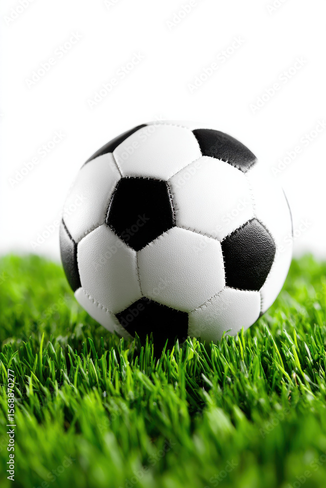 Fototapeta premium Soccer Ball on Grass over White Background