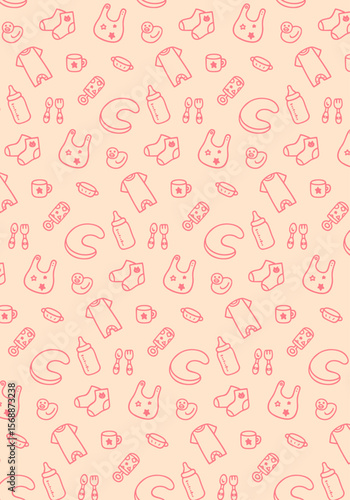 かわいい手描きのベビー用品背景パターン