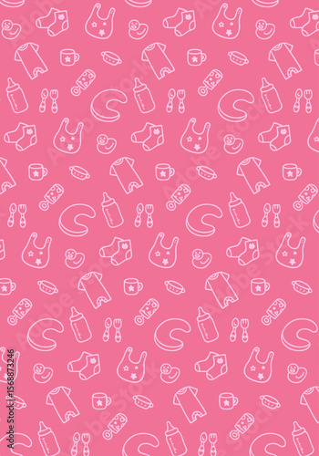 かわいい手描きのベビー用品背景パターン