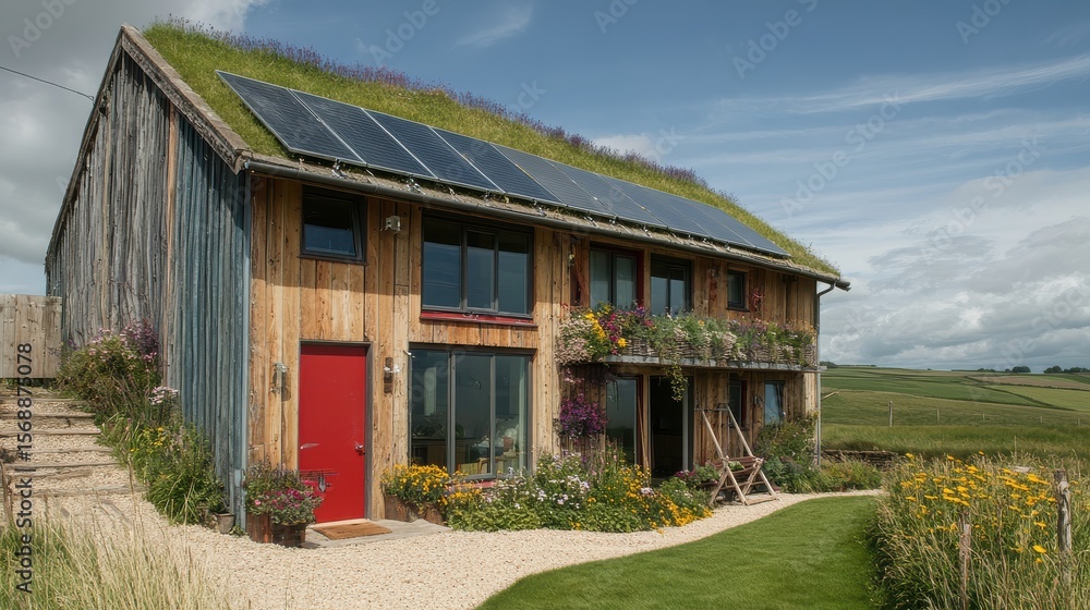Eco-Friendly Home with Green Roof and Energy Efficient Features Eco-Friendly Home with Green Roof and Energy Efficient Features