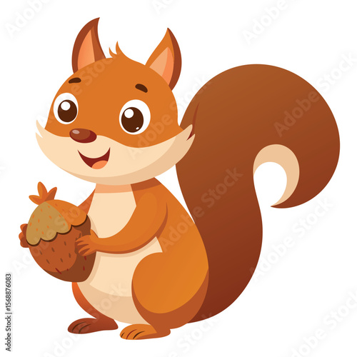 A curious squirrel holding an acorn, a symbol of nature, a wild animal, and autumn.