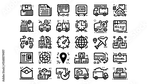 minimalist logistics and delivery line icons