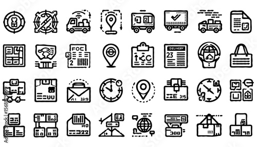 minimalist logistics and delivery line icons
