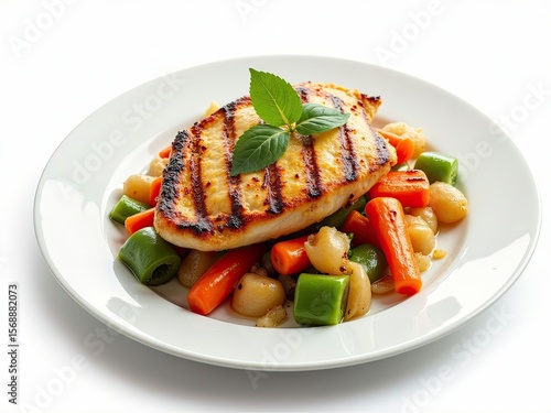 A succulent goldenbrown grilled chicken breast cooked