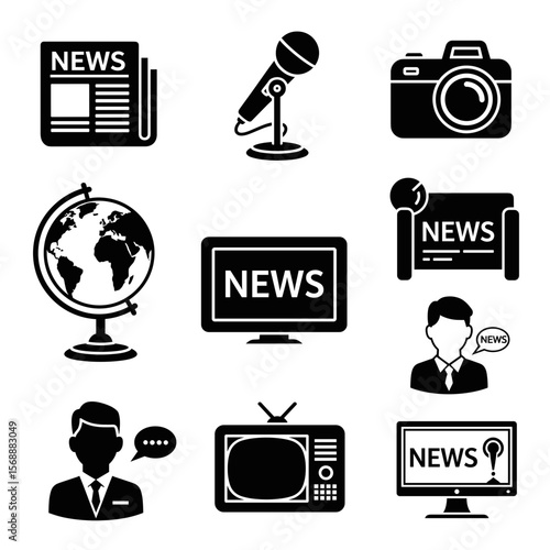 Global News Reporting Icons of Media, Journalism, and Broadcasting