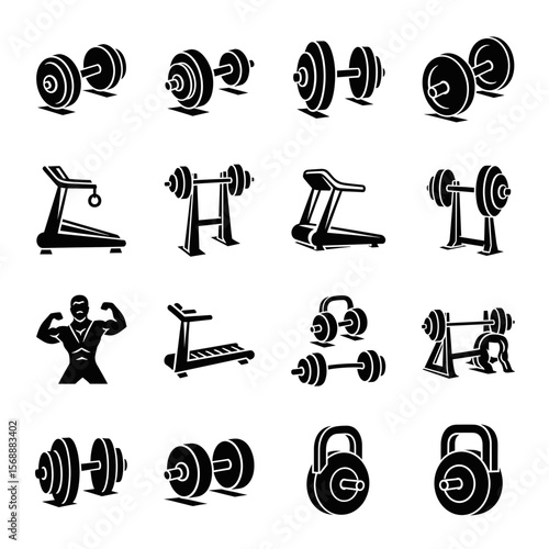 Ultimate Fitness Icons Dumbbells, Barbells, Treadmills, and More