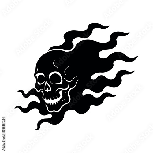 skull emerging from swirling smoke lines