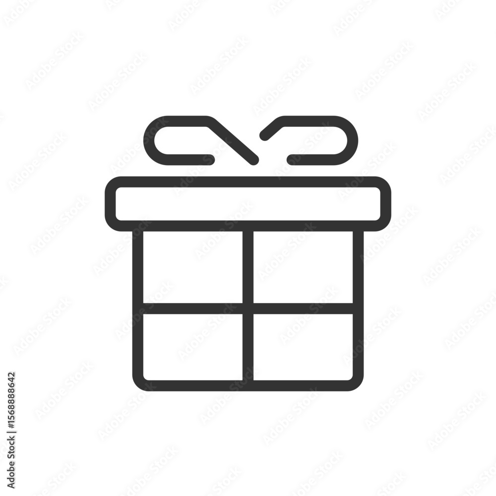 Illustration of a simple gift box with a ribbon on top, presented in a minimalist line drawing style Illustration of a simple gift box with a ribbon on top, presented in a minimalist line drawing style