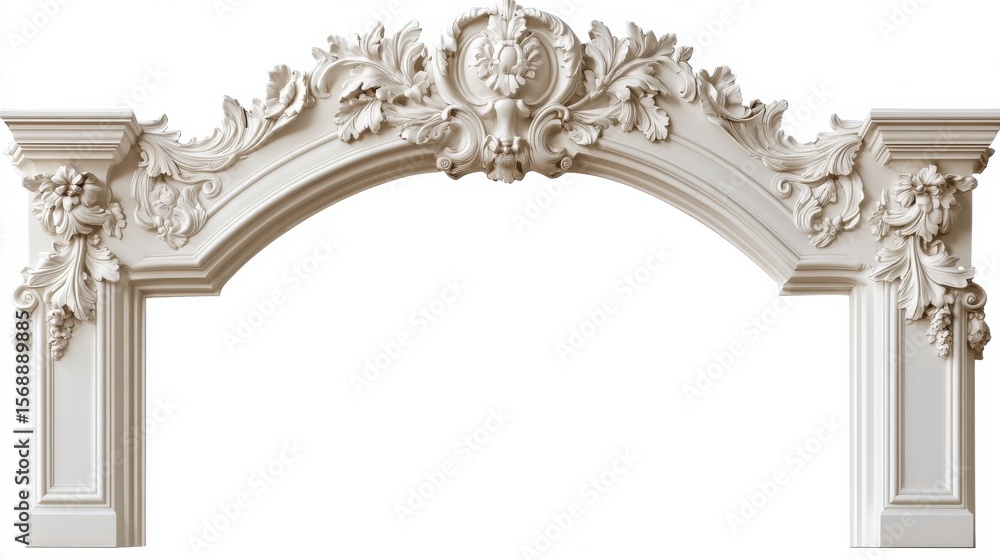 Naklejka premium Luxurious Victorian Window Frame Design Isolated on White Background