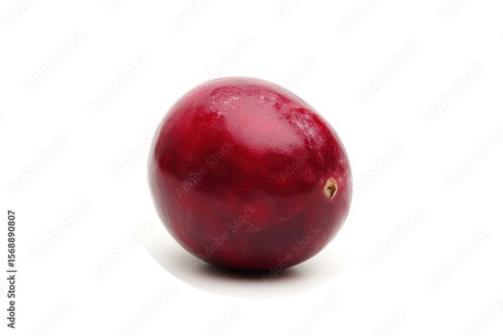 Vibrant cranberry isolated on a white background showcasing its glossy surface and round shape, ideal for culinary uses or seasonal decorations Vibrant cranberry isolated on a white background showcasing its glossy surface and round shape, ideal for culinary uses or seasonal decorations