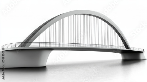 Impressive Steel Bridge Design Spanning River on White Background