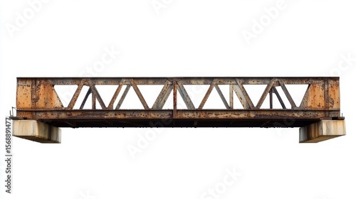 Steel Bridge Spanning River with Precision on Isolated White Background