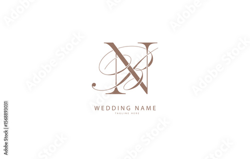 NB BN initial wedding letters logo monogram