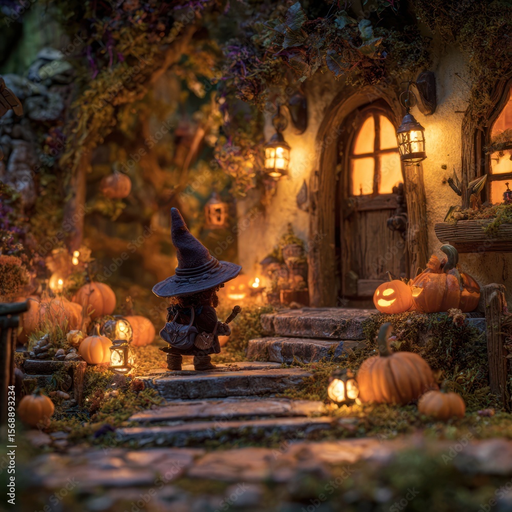 Obraz premium magical witch halloween scene