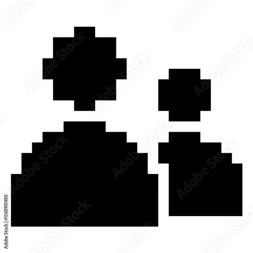 Pixel friend icon vector, a retro-style representation of connection and social networking. Perfect for gaming, digital communities, or nostalgic designs symbolizing companionship and social ties.