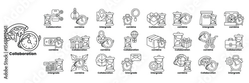 A collection of symbols and icons that represent the concept of collaboration