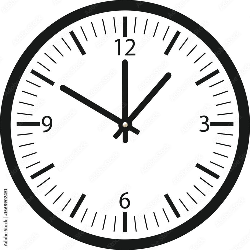 A simple clock face showing the time at ten o clock on white background A simple clock face showing the time at ten o clock on white background