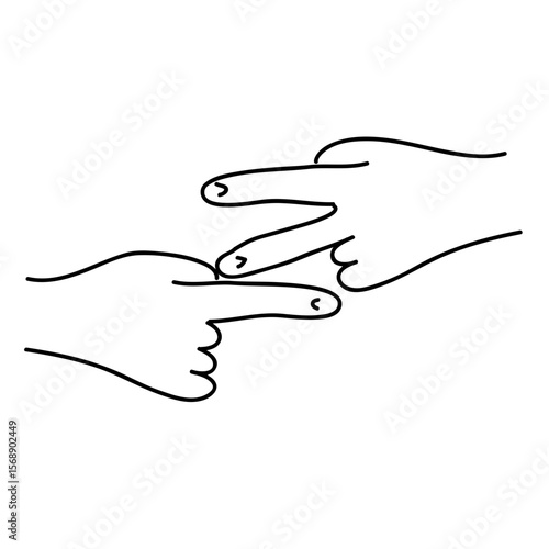 Illustration of two hands gesturing with fingers extended in a playful or communicative manner