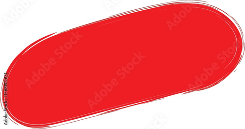 A red oblong shape with a rough outline on a transparent background