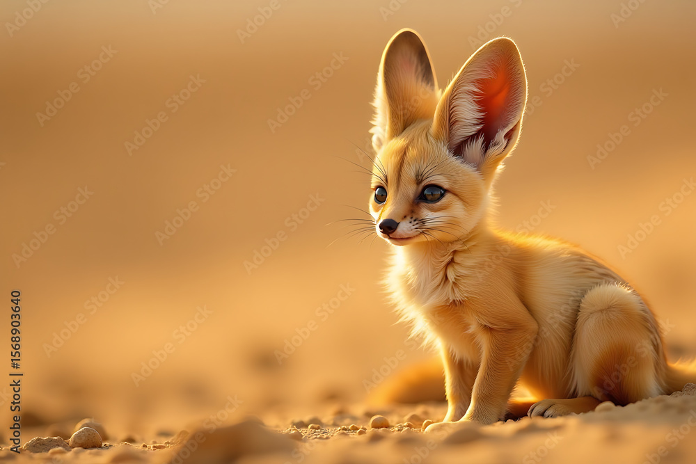Fototapeta premium Fennec Fox in Desert with Large Ears